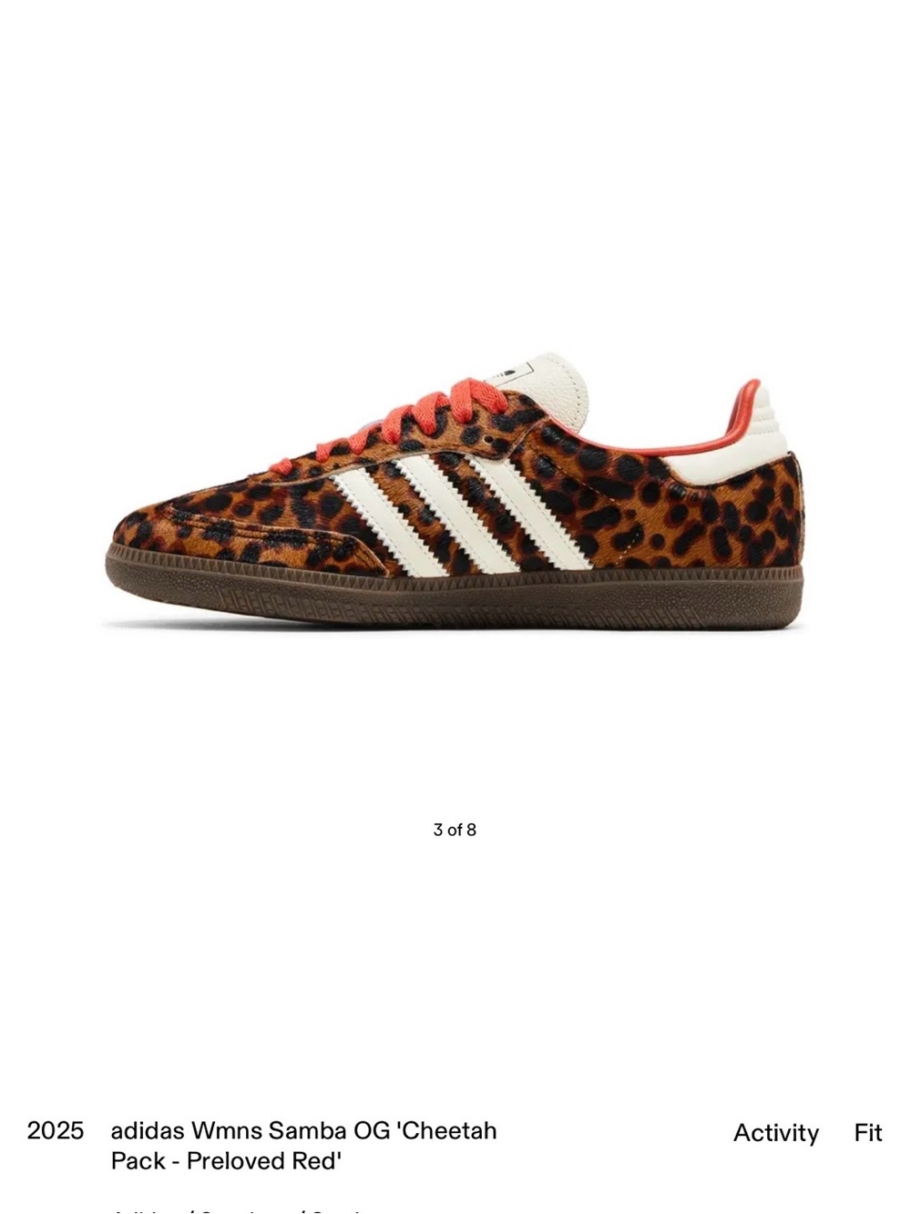 adidas Women’s Samba OG Cheetah Print Sneakers - Red/White/Brown - Picture 3 of 10